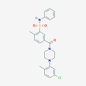 molecular formula C25H26ClN3O3S B4228462 5-{[4-(5-chloro-2-methylphenyl)-1-piperazinyl]carbonyl}-2-methyl-N-phenylbenzenesulfonamide 