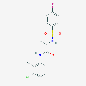 molecular formula C16H16ClFN2O3S B4228469 N~1~-(3-chloro-2-methylphenyl)-N~2~-[(4-fluorophenyl)sulfonyl]alaninamide 