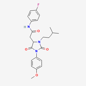 N-(4-fluorophenyl)-2-[1-(4-methoxyphenyl)-3-(3-methylbutyl)-2,5-dioxo-4-imidazolidinyl]acetamide