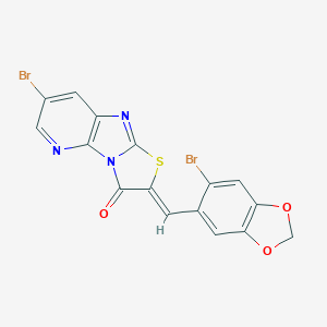 molecular formula C16H7Br2N3O3S B422848 (2Z)-7-bromo-2-[(6-bromo-1,3-benzodioxol-5-yl)methylene][1,3]thiazolo[2',3':2,3]imidazo[4,5-b]pyridin-3(2H)-one 