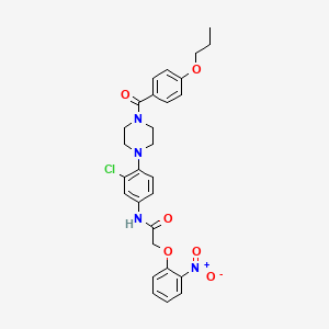 molecular formula C28H29ClN4O6 B4228490 N-{3-chloro-4-[4-(4-propoxybenzoyl)-1-piperazinyl]phenyl}-2-(2-nitrophenoxy)acetamide 