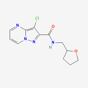 molecular formula C12H13ClN4O2 B4228492 3-chloro-N-(tetrahydro-2-furanylmethyl)pyrazolo[1,5-a]pyrimidine-2-carboxamide 