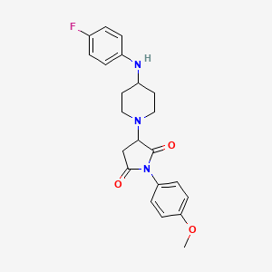 molecular formula C22H24FN3O3 B4228511 3-{4-[(4-fluorophenyl)amino]-1-piperidinyl}-1-(4-methoxyphenyl)-2,5-pyrrolidinedione 