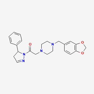 molecular formula C23H26N4O3 B4228515 1-(1,3-benzodioxol-5-ylmethyl)-4-[2-oxo-2-(5-phenyl-4,5-dihydro-1H-pyrazol-1-yl)ethyl]piperazine 