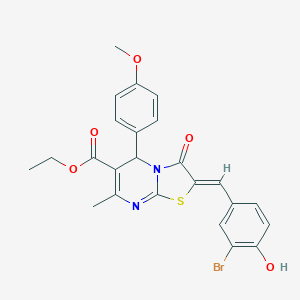molecular formula C24H21BrN2O5S B422853 ethyl 2-(3-bromo-4-hydroxybenzylidene)-5-(4-methoxyphenyl)-7-methyl-3-oxo-2,3-dihydro-5H-[1,3]thiazolo[3,2-a]pyrimidine-6-carboxylate 