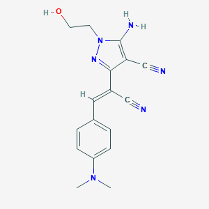 molecular formula C17H18N6O B422854 5-amino-3-{1-cyano-2-[4-(dimethylamino)phenyl]vinyl}-1-(2-hydroxyethyl)-1H-pyrazole-4-carbonitrile 