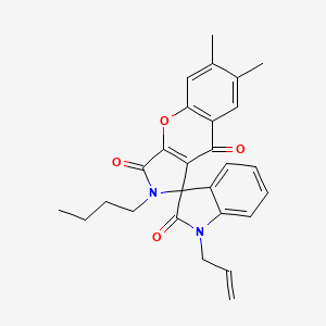 molecular formula C27H26N2O4 B4228563 1'-allyl-2-butyl-6,7-dimethyl-2H-spiro[chromeno[2,3-c]pyrrole-1,3'-indole]-2',3,9(1'H)-trione 