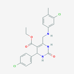 molecular formula C21H21Cl2N3O3 B4228569 ethyl 6-{[(3-chloro-4-methylphenyl)amino]methyl}-4-(4-chlorophenyl)-2-oxo-1,2,3,4-tetrahydro-5-pyrimidinecarboxylate 