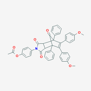 molecular formula C43H33NO7 B422857 4-[8,9-Bis(4-methoxyphenyl)-3,5,10-trioxo-1,7-diphenyl-4-azatricyclo[5.2.1.0~2,6~]dec-8-en-4-yl]phenyl acetate 