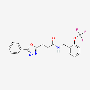 molecular formula C19H16F3N3O3 B4228584 3-(5-phenyl-1,3,4-oxadiazol-2-yl)-N-[2-(trifluoromethoxy)benzyl]propanamide 