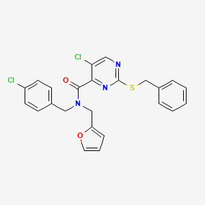 molecular formula C24H19Cl2N3O2S B4228588 2-(BENZYLSULFANYL)-5-CHLORO-N-[(4-CHLOROPHENYL)METHYL]-N-[(FURAN-2-YL)METHYL]PYRIMIDINE-4-CARBOXAMIDE 