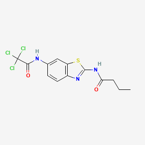 molecular formula C13H12Cl3N3O2S B4228594 N-{6-[(2,2,2-trichloroacetyl)amino]-1,3-benzothiazol-2-yl}butanamide 