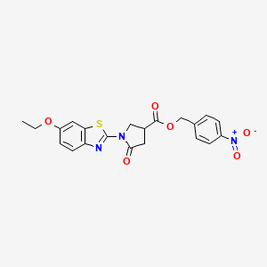 molecular formula C21H19N3O6S B4228607 4-nitrobenzyl 1-(6-ethoxy-1,3-benzothiazol-2-yl)-5-oxo-3-pyrrolidinecarboxylate 