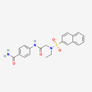 molecular formula C21H21N3O4S B4228608 4-{[N-ethyl-N-(2-naphthylsulfonyl)glycyl]amino}benzamide 