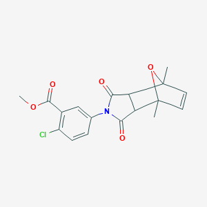 molecular formula C18H16ClNO5 B422863 methyl 2-chloro-5-(4,7-dimethyl-1,3-dioxo-1,3,3a,4,7,7a-hexahydro-2H-4,7-epoxyisoindol-2-yl)benzoate 