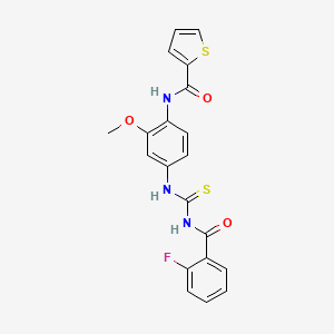 molecular formula C20H16FN3O3S2 B4228631 N-[4-({[(2-fluorobenzoyl)amino]carbonothioyl}amino)-2-methoxyphenyl]-2-thiophenecarboxamide 