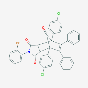 molecular formula C39H24BrCl2NO3 B422866 4-(2-Bromophenyl)-1,7-bis(4-chlorophenyl)-8,9-diphenyl-4-azatricyclo[5.2.1.0~2,6~]dec-8-ene-3,5,10-trione 