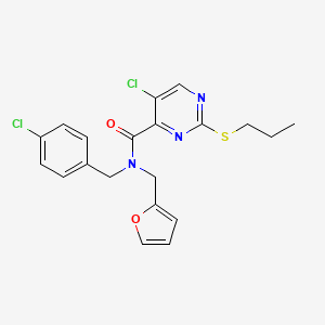 molecular formula C20H19Cl2N3O2S B4228721 5-chloro-N-(4-chlorobenzyl)-N-(2-furylmethyl)-2-(propylthio)-4-pyrimidinecarboxamide 