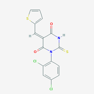 molecular formula C15H8Cl2N2O2S2 B422875 1-(2,4-dichlorophenyl)-5-(2-thienylmethylene)-2-thioxodihydro-4,6(1H,5H)-pyrimidinedione 