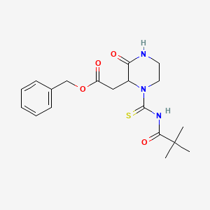 molecular formula C19H25N3O4S B4228784 benzyl (1-{[(2,2-dimethylpropanoyl)amino]carbonothioyl}-3-oxo-2-piperazinyl)acetate 