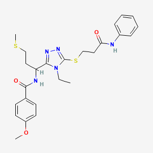 molecular formula C25H31N5O3S2 B4228795 N-[1-[5-(3-anilino-3-oxopropyl)sulfanyl-4-ethyl-1,2,4-triazol-3-yl]-3-methylsulfanylpropyl]-4-methoxybenzamide 