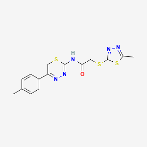 molecular formula C15H15N5OS3 B4228818 N-[5-(4-methylphenyl)-6H-1,3,4-thiadiazin-2-yl]-2-[(5-methyl-1,3,4-thiadiazol-2-yl)thio]acetamide 