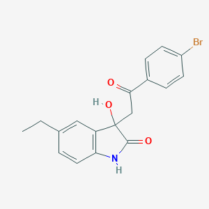 molecular formula C18H16BrNO3 B422882 3-[2-(4-bromophenyl)-2-oxoethyl]-5-ethyl-3-hydroxy-1,3-dihydro-2H-indol-2-one 