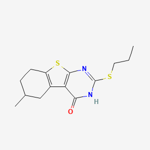 molecular formula C14H18N2OS2 B4228826 6-methyl-2-(propylthio)-5,6,7,8-tetrahydro[1]benzothieno[2,3-d]pyrimidin-4(3H)-one 