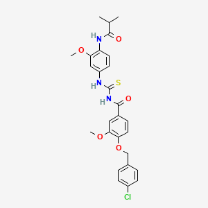 molecular formula C27H28ClN3O5S B4228838 4-[(4-chlorobenzyl)oxy]-N-({[4-(isobutyrylamino)-3-methoxyphenyl]amino}carbonothioyl)-3-methoxybenzamide 