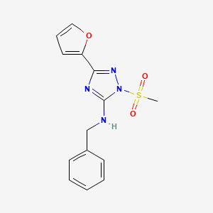 molecular formula C14H14N4O3S B4228841 N-benzyl-3-(2-furyl)-1-(methylsulfonyl)-1H-1,2,4-triazol-5-amine 