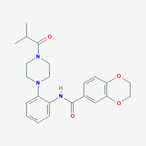 molecular formula C23H27N3O4 B4228860 N-[2-(4-isobutyryl-1-piperazinyl)phenyl]-2,3-dihydro-1,4-benzodioxine-6-carboxamide 