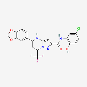 molecular formula C21H16ClF3N4O4 B4228868 5-(1,3-benzodioxol-5-yl)-N-(5-chloro-2-hydroxyphenyl)-7-(trifluoromethyl)-4,5,6,7-tetrahydropyrazolo[1,5-a]pyrimidine-2-carboxamide 