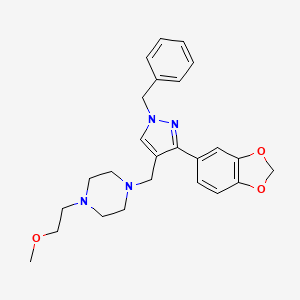 molecular formula C25H30N4O3 B4228880 1-{[3-(1,3-benzodioxol-5-yl)-1-benzyl-1H-pyrazol-4-yl]methyl}-4-(2-methoxyethyl)piperazine 
