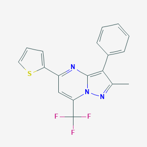 molecular formula C18H12F3N3S B422889 2-Methyl-3-phenyl-5-thien-2-yl-7-(trifluoromethyl)pyrazolo[1,5-a]pyrimidine 