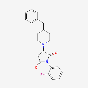 molecular formula C22H23FN2O2 B4228894 3-(4-benzyl-1-piperidinyl)-1-(2-fluorophenyl)-2,5-pyrrolidinedione 