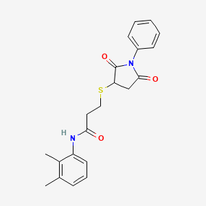 molecular formula C21H22N2O3S B4228910 N-(2,3-dimethylphenyl)-3-[(2,5-dioxo-1-phenyl-3-pyrrolidinyl)thio]propanamide 