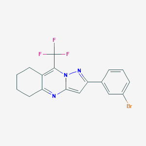 molecular formula C17H13BrF3N3 B422892 2-(3-Bromophenyl)-9-(trifluoromethyl)-5,6,7,8-tetrahydropyrazolo[5,1-b]quinazoline 