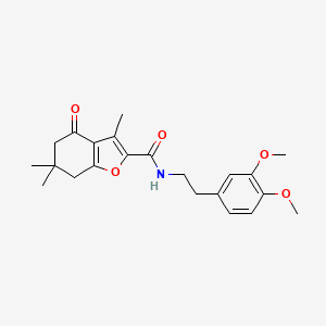 molecular formula C22H27NO5 B4228923 N-[2-(3,4-dimethoxyphenyl)ethyl]-3,6,6-trimethyl-4-oxo-4,5,6,7-tetrahydro-1-benzofuran-2-carboxamide 