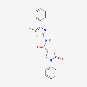 molecular formula C21H19N3O2S B4228951 N-(5-methyl-4-phenyl-1,3-thiazol-2-yl)-5-oxo-1-phenyl-3-pyrrolidinecarboxamide 