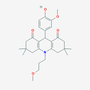 molecular formula C28H37NO5 B422897 9-(4-hydroxy-3-methoxyphenyl)-10-(3-methoxypropyl)-3,3,6,6-tetramethyl-3,4,6,7,9,10-hexahydro-1,8(2H,5H)-acridinedione 