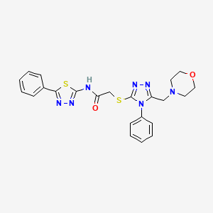 molecular formula C23H23N7O2S2 B4228970 2-{[5-(4-morpholinylmethyl)-4-phenyl-4H-1,2,4-triazol-3-yl]thio}-N-(5-phenyl-1,3,4-thiadiazol-2-yl)acetamide 