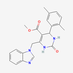 molecular formula C22H22N4O3 B4228975 methyl 6-(1H-benzimidazol-1-ylmethyl)-4-(2,5-dimethylphenyl)-2-oxo-1,2,3,4-tetrahydro-5-pyrimidinecarboxylate 