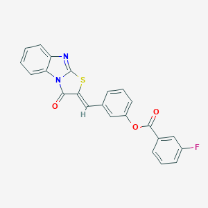 molecular formula C23H13FN2O3S B422899 3-[(3-oxo[1,3]thiazolo[3,2-a]benzimidazol-2(3H)-ylidene)methyl]phenyl 3-fluorobenzoate 