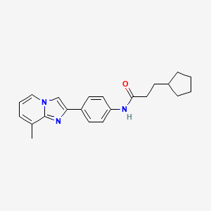 molecular formula C22H25N3O B4229007 3-cyclopentyl-N-[4-(8-methylimidazo[1,2-a]pyridin-2-yl)phenyl]propanamide 