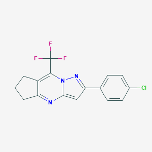 molecular formula C16H11ClF3N3 B422901 2-(4-chlorophenyl)-8-(trifluoromethyl)-6,7-dihydro-5H-cyclopenta[d]pyrazolo[1,5-a]pyrimidine 