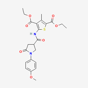 molecular formula C23H26N2O7S B4229026 diethyl 5-({[1-(4-methoxyphenyl)-5-oxo-3-pyrrolidinyl]carbonyl}amino)-3-methyl-2,4-thiophenedicarboxylate 