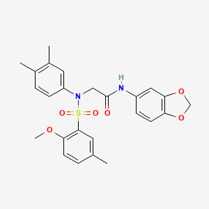 molecular formula C25H26N2O6S B4229052 N~1~-1,3-benzodioxol-5-yl-N~2~-(3,4-dimethylphenyl)-N~2~-[(2-methoxy-5-methylphenyl)sulfonyl]glycinamide 