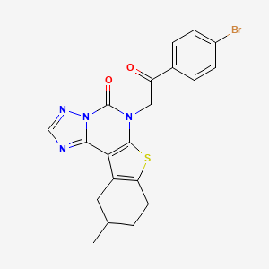 molecular formula C20H17BrN4O2S B4229056 6-[2-(4-bromophenyl)-2-oxoethyl]-10-methyl-8,9,10,11-tetrahydro[1]benzothieno[3,2-e][1,2,4]triazolo[1,5-c]pyrimidin-5(6H)-one 
