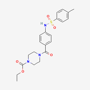 molecular formula C21H25N3O5S B4229066 ethyl 4-(4-{[(4-methylphenyl)sulfonyl]amino}benzoyl)-1-piperazinecarboxylate 