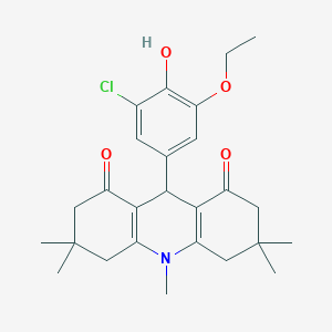 molecular formula C26H32ClNO4 B422908 9-(3-chloro-5-ethoxy-4-hydroxyphenyl)-3,3,6,6,10-pentamethyl-3,4,6,7,9,10-hexahydro-1,8(2H,5H)-acridinedione 